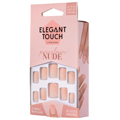 Elegant Touch Nude False Nails Porcelain - Angled