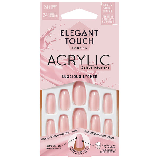 Elegant Touch Acrylic Colour Infusions False Nails Luscious Lychee