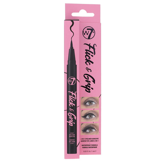 W7 Flick & Grip 2-in-1 Eyeliner Adhesive Black (1ml)